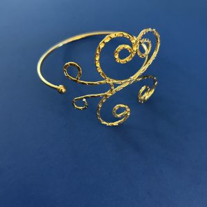 Revital & Renew Gold Hammered Spiral Cuff Bracelet – Adjustable Swirl Upper Arm Bangle