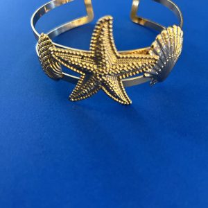 Revital & Renew Gold Starfish Shell Cuff Bracelet – Adjustable Beach Jewelry