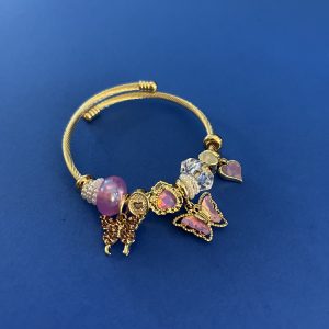 Revital & Renew Whimsical Pink Butterfly Gold Cable Charm Bracelet