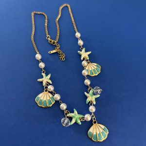 Revital & Renew Enamel Shell and Starfish Pearl Charm Necklace