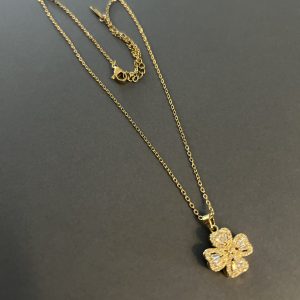 Revital & Renew Gold Crystal Four Leaf Clover Pendant Necklace