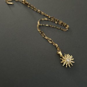 Revital & Renew Gold Sunburst Pendant Necklace with Cubic Zirconia