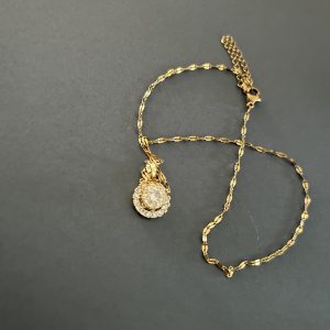 Revital & Renew 14K Gold Plated Halo Crystal Pendant Necklace