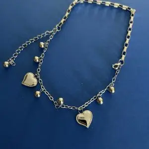 Gold Plated Dangle Heart and Ball Charm Bracelet with Adjustable Extension