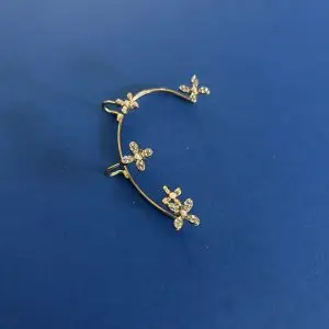 Gold Floral Rhinestone Left Ear Cuff with Pearl Accents – Revital & Renew