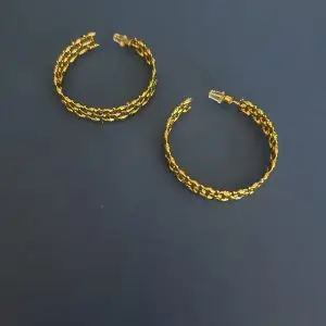 Aura Multi-Row Textured Hoop Earrings – 18K Gold Plated | Revital & Renew
