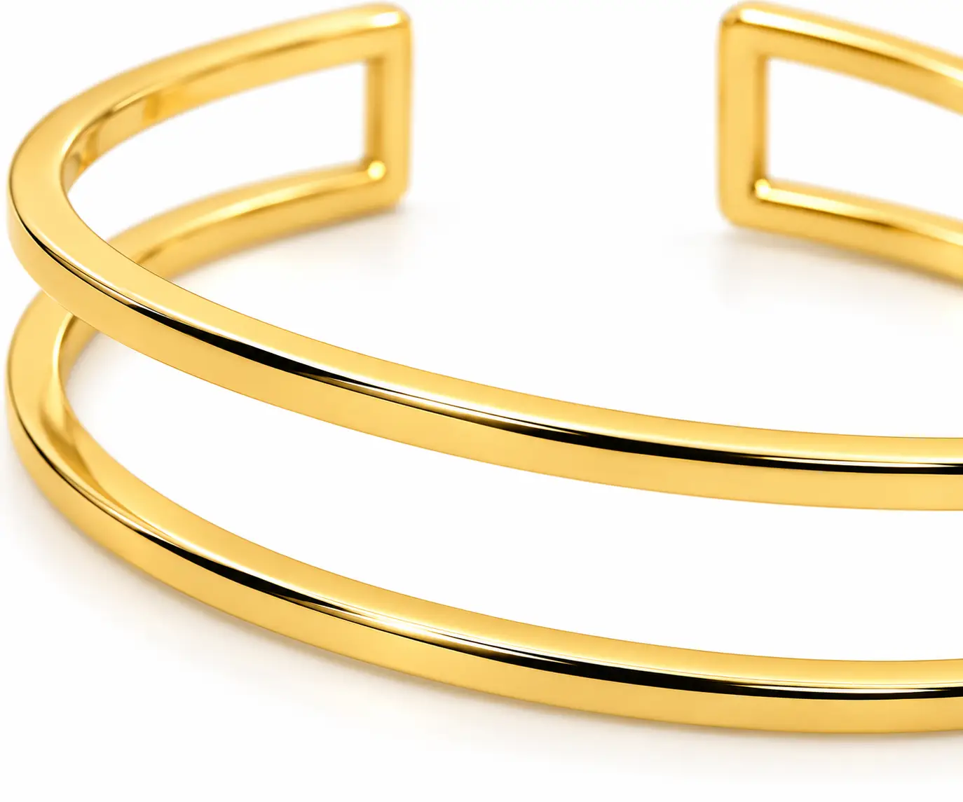 Double Row Cuff Bracelet - Minimalist Gold Bangle - Image 5
