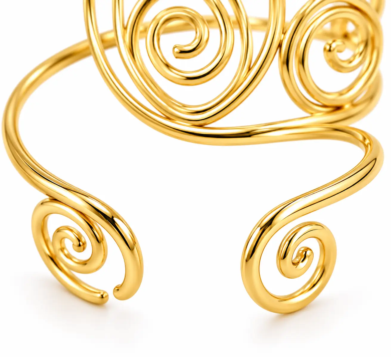 Revital & Renew Gold Swirl Upper Arm Cuff | Adjustable Boho Armband Bracelet - Image 5