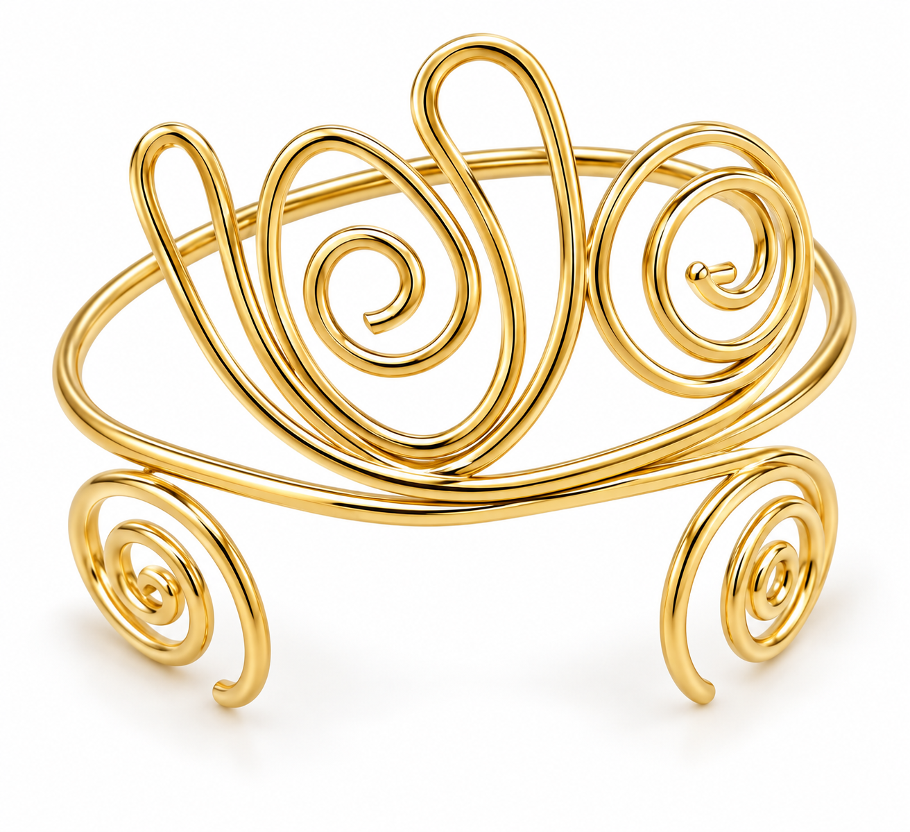 Revital & Renew Gold Swirl Upper Arm Cuff | Adjustable Boho Armband Bracelet - Image 2