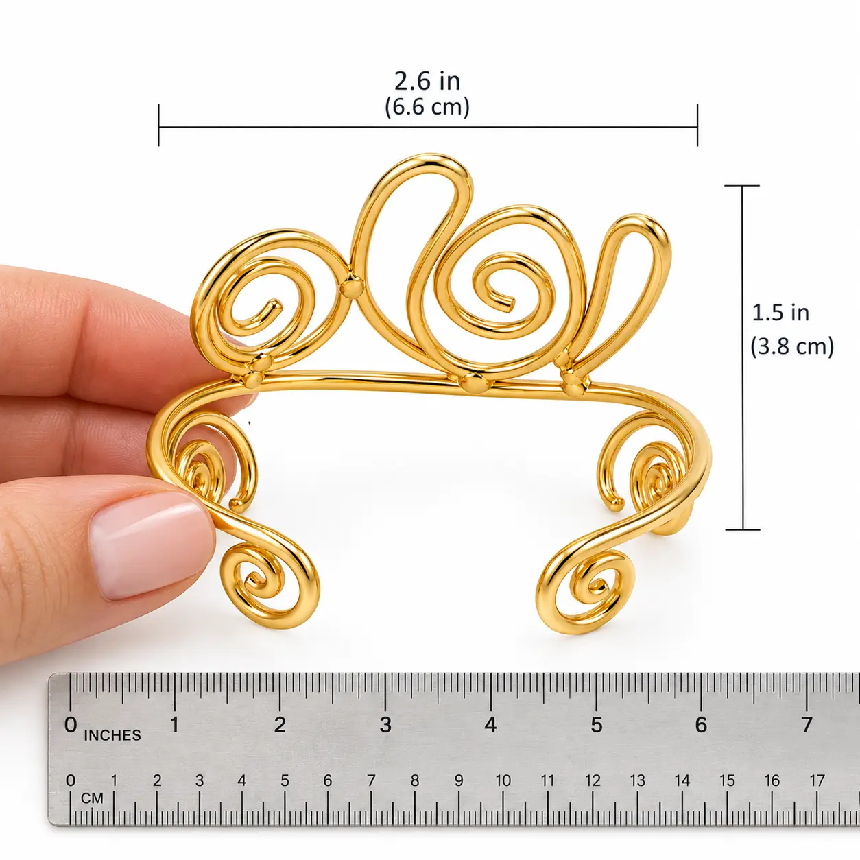 Revital & Renew Gold Swirl Upper Arm Cuff | Adjustable Boho Armband Bracelet - Image 7