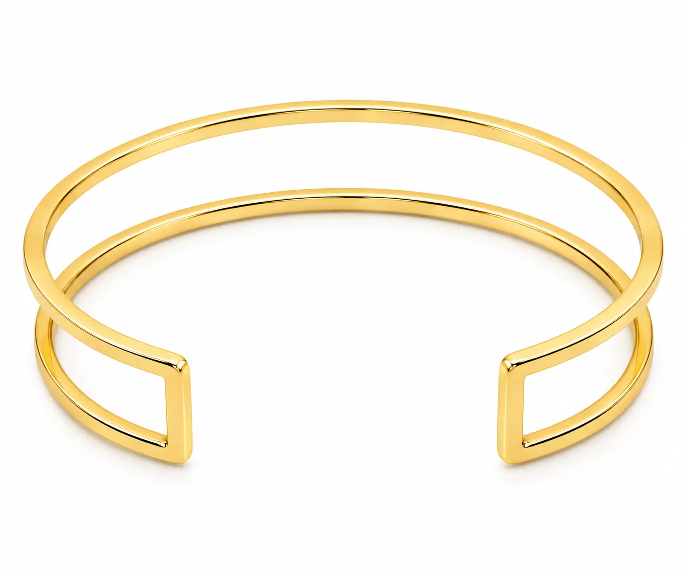Double Row Cuff Bracelet - Minimalist Gold Bangle - Image 3
