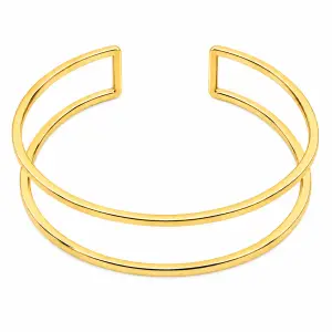 Double Row Cuff Bracelet - Minimalist Gold Bangle