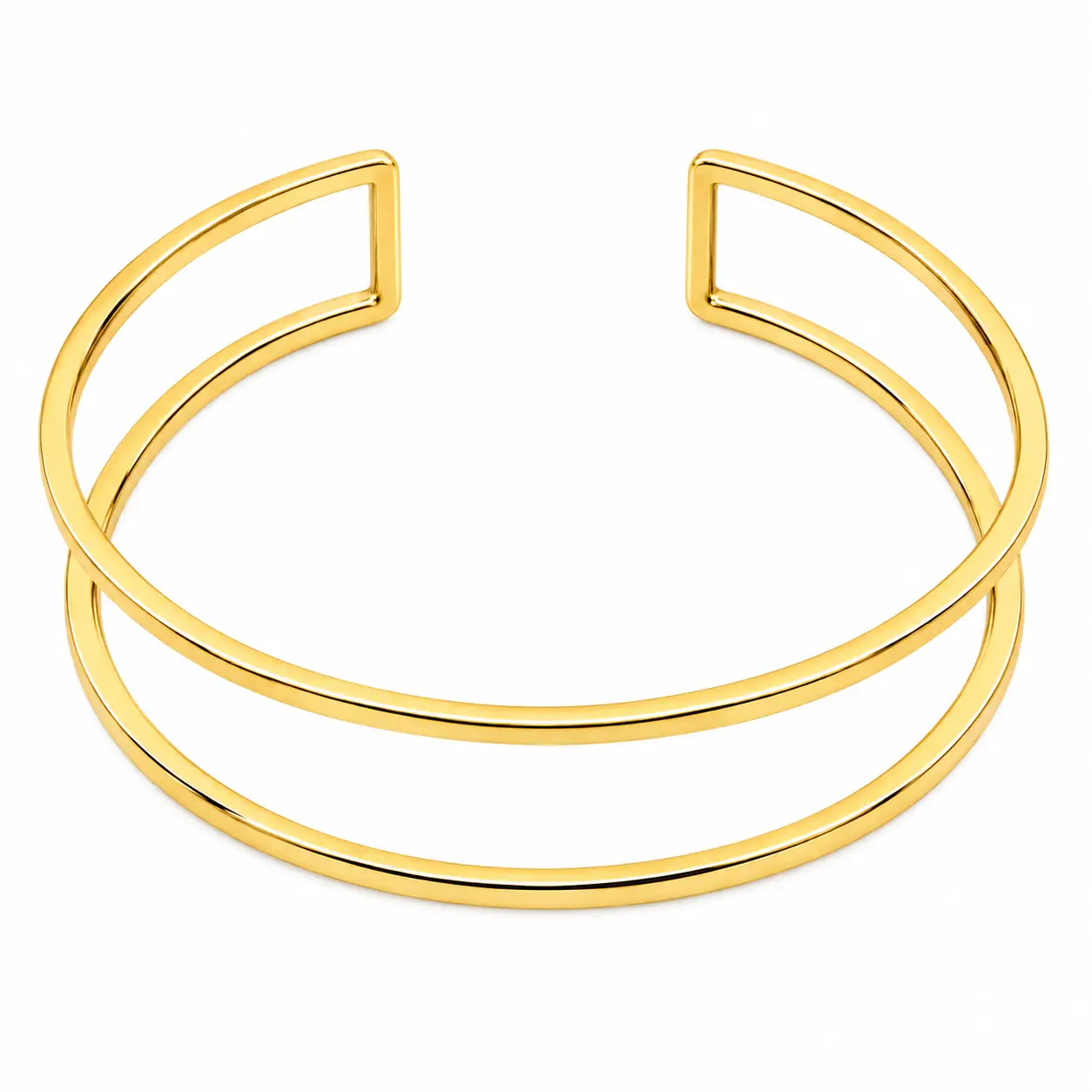 Double Row Cuff Bracelet - Minimalist Gold Bangle