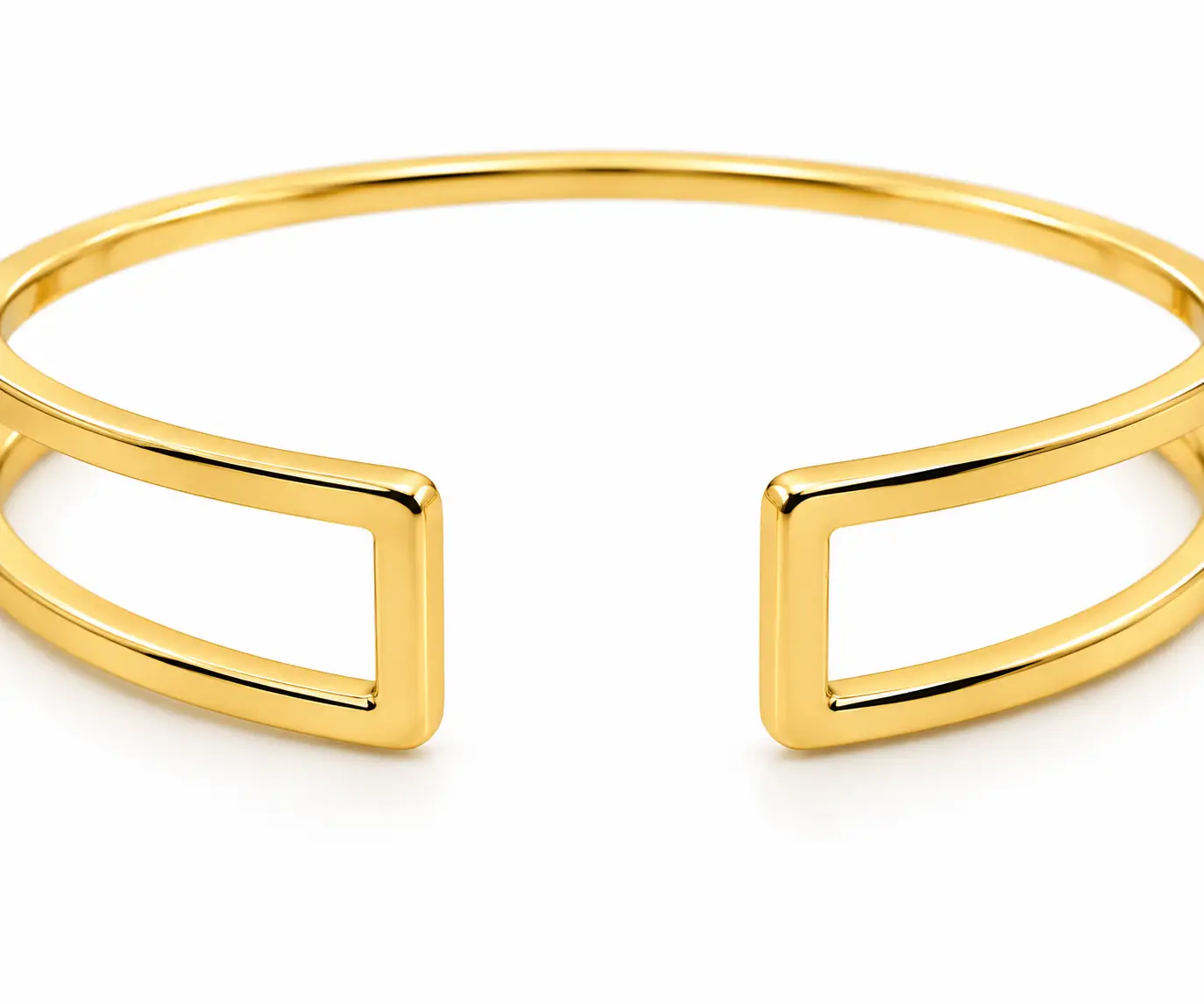 Double Row Cuff Bracelet - Minimalist Gold Bangle - Image 4