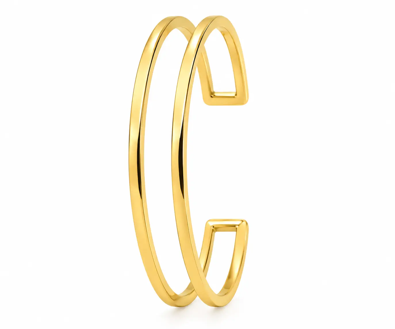 Double Row Cuff Bracelet - Minimalist Gold Bangle - Image 6