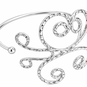 Revital & Renew Silver Hammered Scroll Arm Cuff