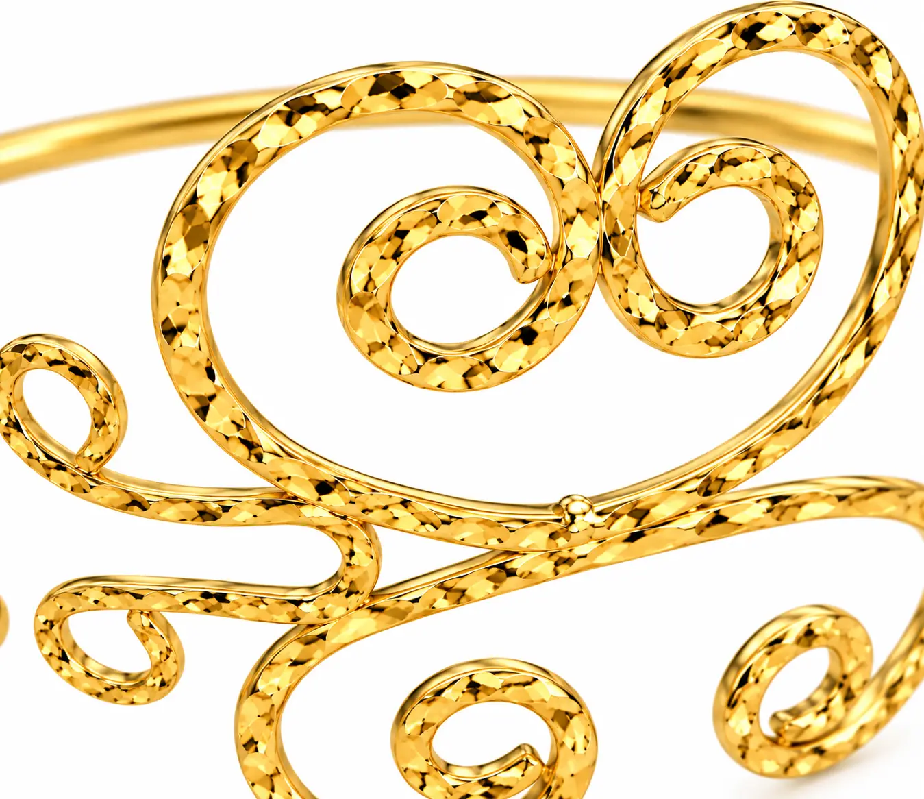 Revital & Renew Gold Hammered Spiral Cuff Bracelet – Adjustable Swirl Upper Arm Bangle - Image 5