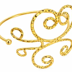 Revital & Renew Gold Hammered Spiral Cuff Bracelet – Adjustable Swirl Upper Arm Bangle