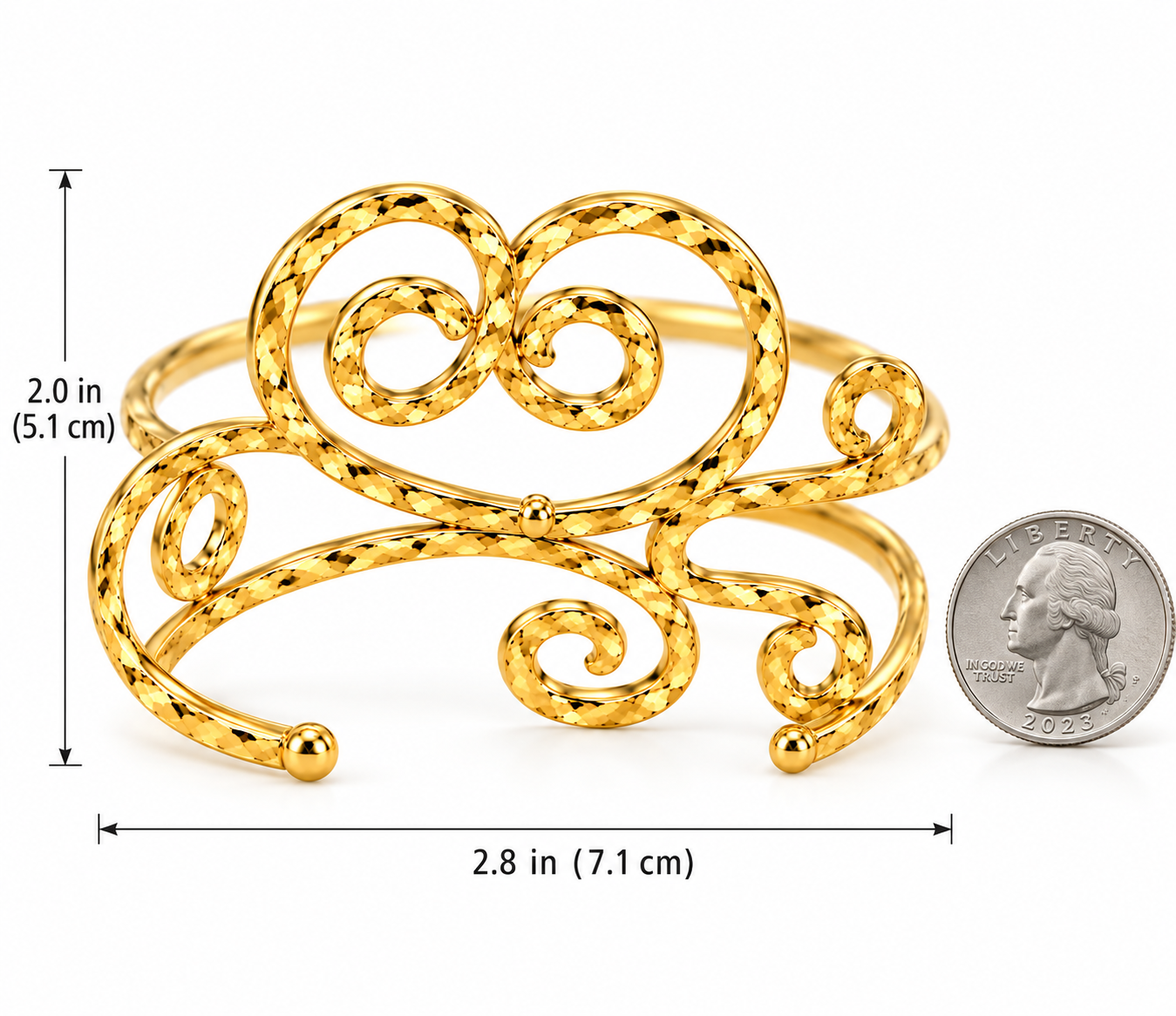 Revital & Renew Gold Hammered Spiral Cuff Bracelet – Adjustable Swirl Upper Arm Bangle - Image 9