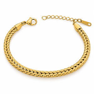 Wide Mesh Chain Bracelet in 14K Gold Plating