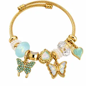 Revital & Renew Gold Butterfly and Heart Charm Bracelet