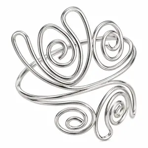 Revital & Renew Silver Spiral Upper Arm Cuff Bracelet – Adjustable Swirl Boho Armlet