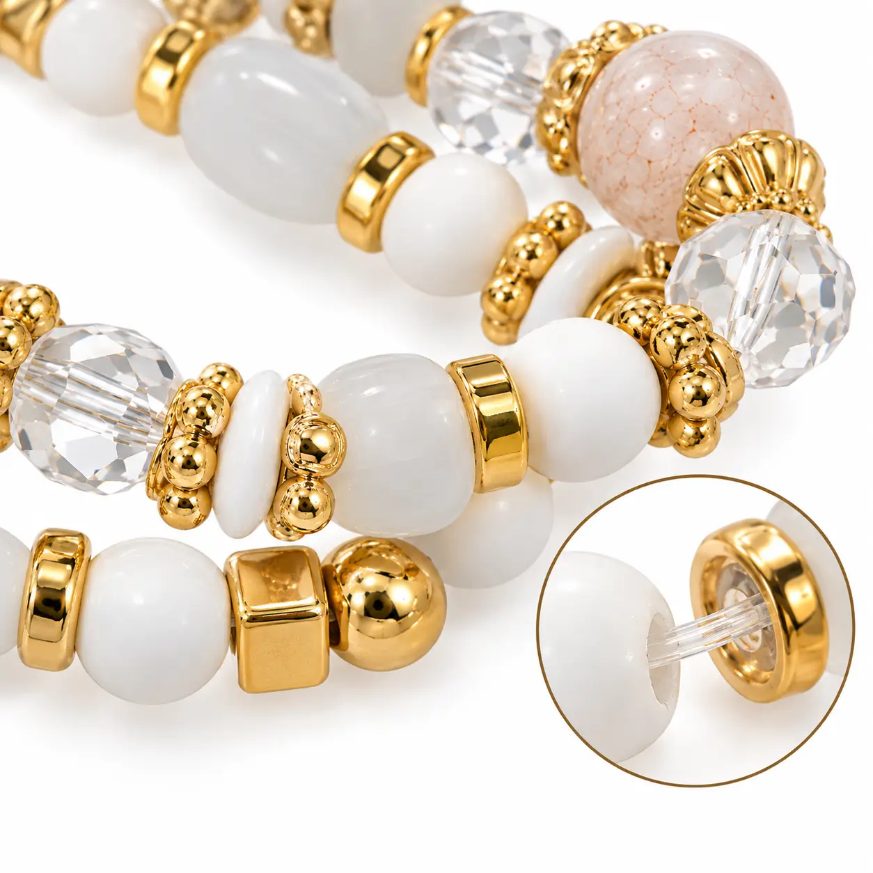 Revital & Renew Tree of Life White & Gold Beaded Stacking Bracelet Set - Image 8