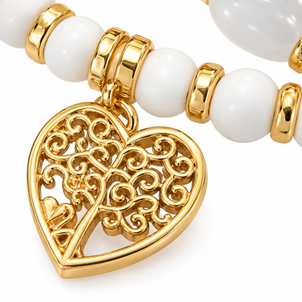Revital & Renew Tree of Life White & Gold Beaded Stacking Bracelet Set - Image 4