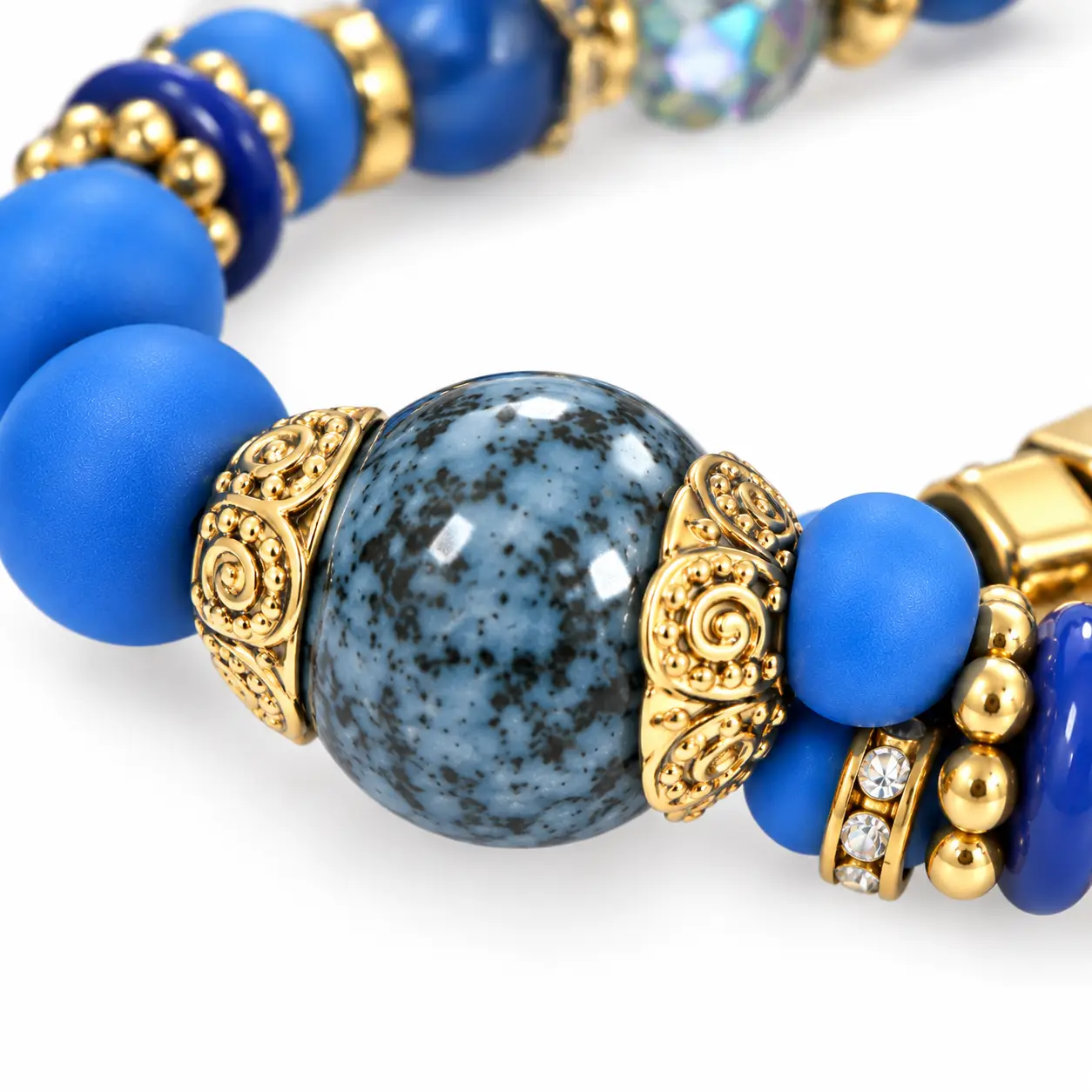 Revital & Renew Bohemian Blue Beaded Stackable Bracelet Set with Tree of Life Heart Charm - Image 5