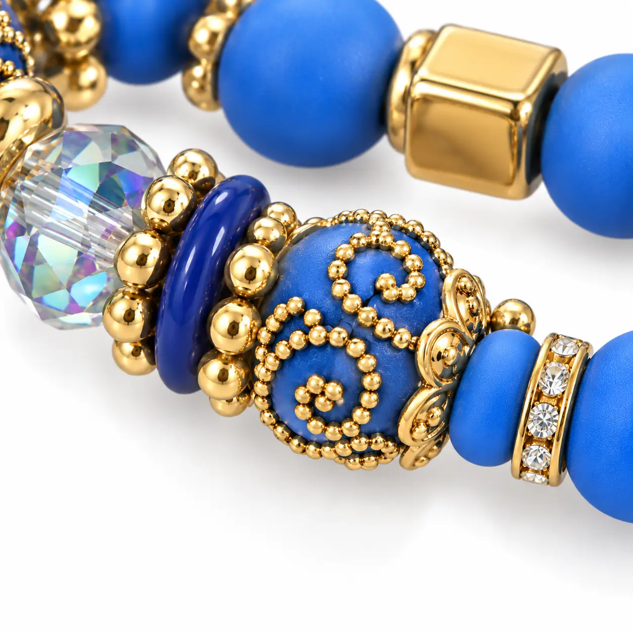 Revital & Renew Bohemian Blue Beaded Stackable Bracelet Set with Tree of Life Heart Charm - Image 7