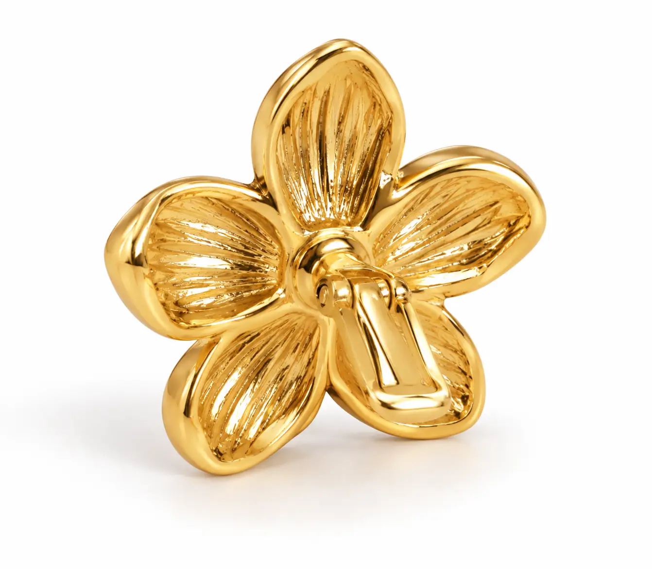 Revital & Renew Plumeria Blossom Stud Left or Right Earrings – 14K Gold Plated - Image 3