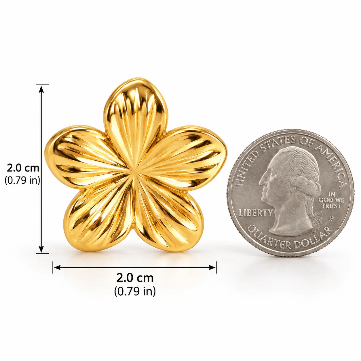 Revital & Renew Plumeria Blossom Stud Left or Right Earrings – 14K Gold Plated - Image 6