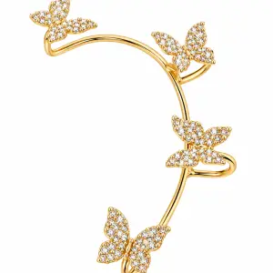 Revital & Renew Rhinestone Butterfly Gold Left Ear Cuff