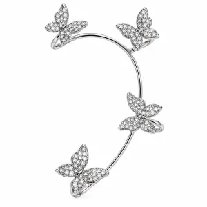 Revital & Renew Rhinestone Butterfly Ear Cuff – Non-Piercing Silver Left Ear Wrap