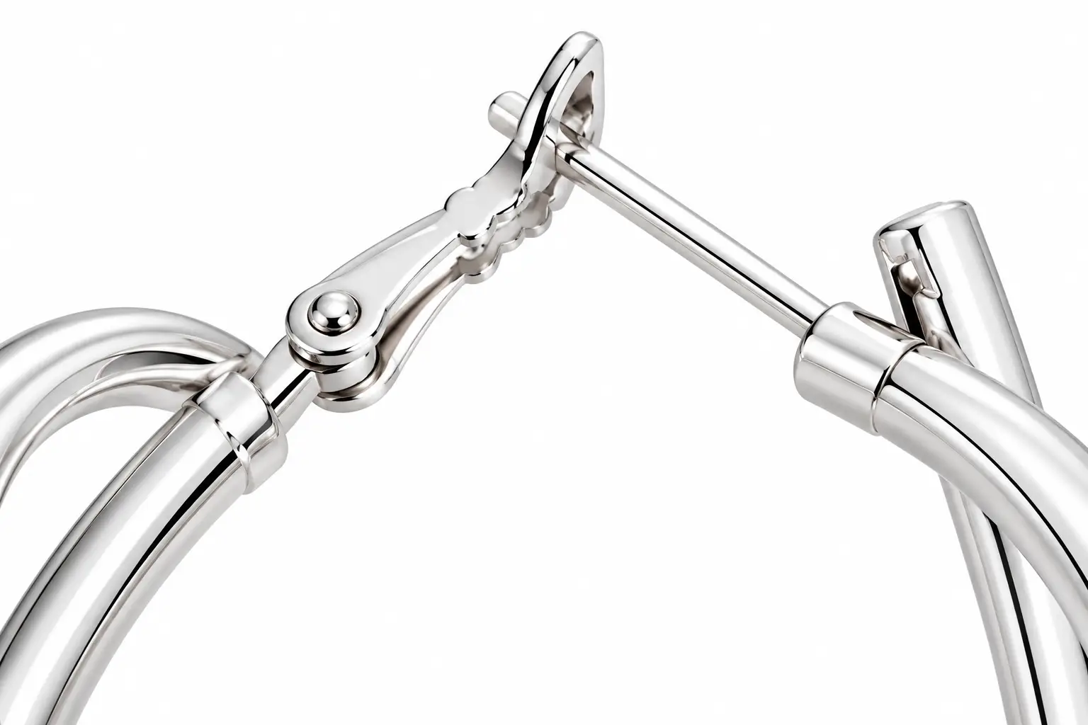 Silver Crossover Twisted Hoop Earrings - Image 4