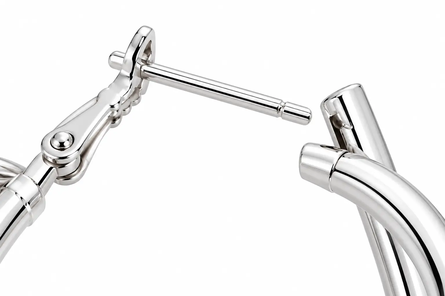 Silver Crossover Twisted Hoop Earrings - Image 5