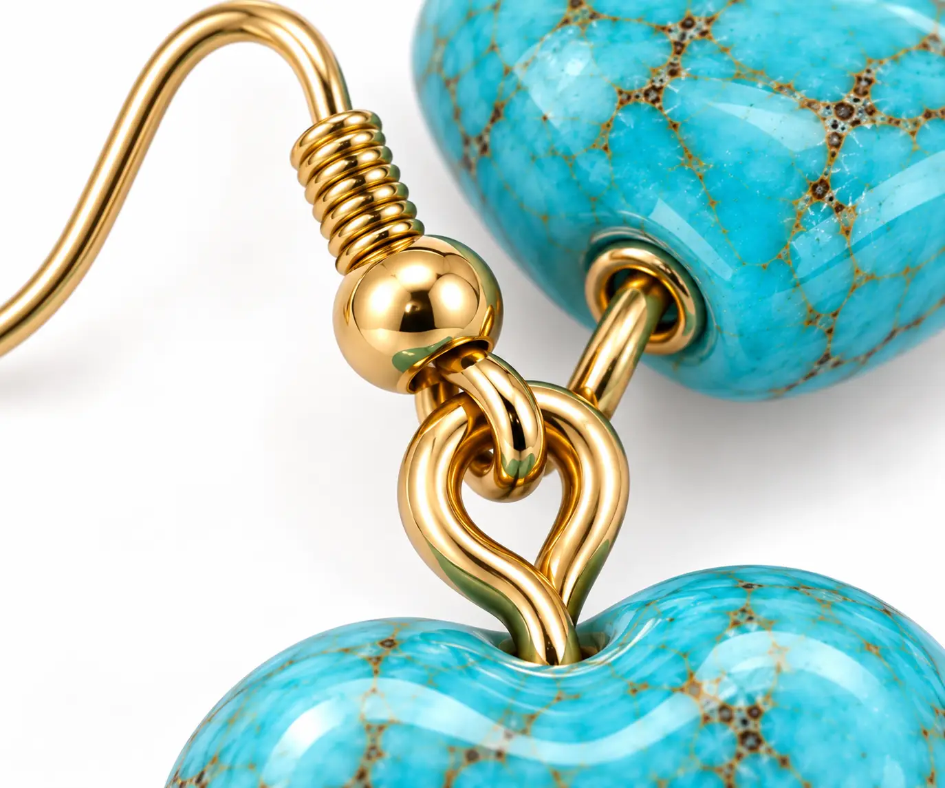 Double Turquoise Heart Dangle Earrings - Image 6