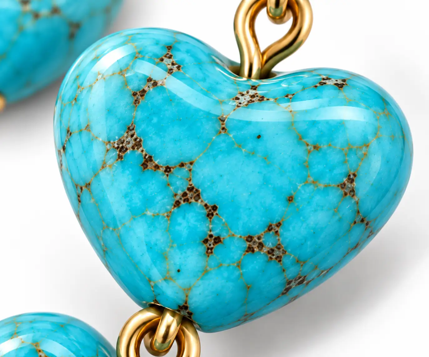 Double Turquoise Heart Dangle Earrings - Image 5