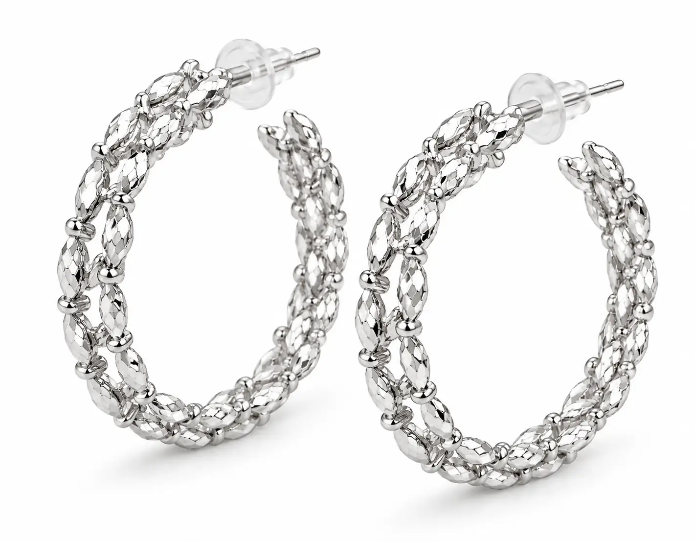 Aura Multi-Row Textured Hoop Earrings – 18K Gold Plated | Revital & Renew - Image 2