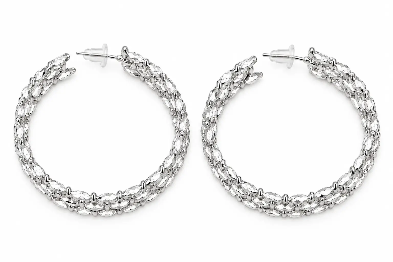 Aura Multi-Row Textured Hoop Earrings – 18K Gold Plated | Revital & Renew - Image 3