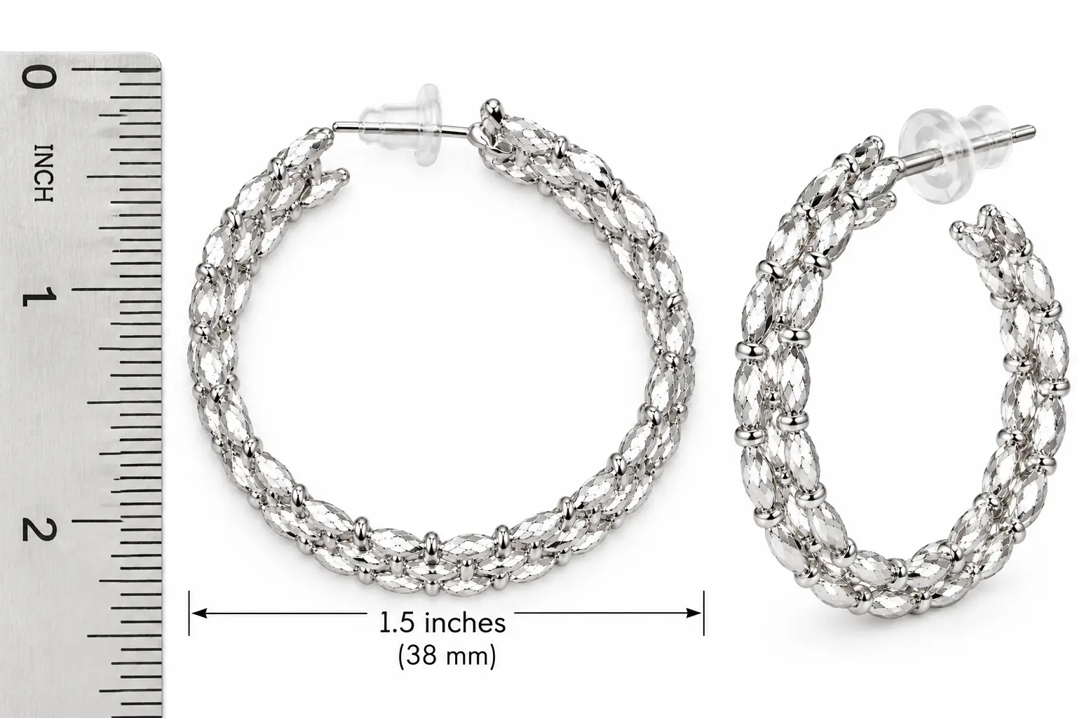 Aura Multi-Row Textured Hoop Earrings – 18K Gold Plated | Revital & Renew - Image 7