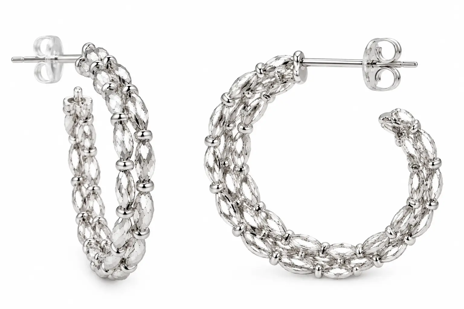 Aura Multi-Row Textured Hoop Earrings – 18K Gold Plated | Revital & Renew - Image 6
