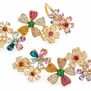 "Aria Multicolor Crystal Floral Ear Cuffs"