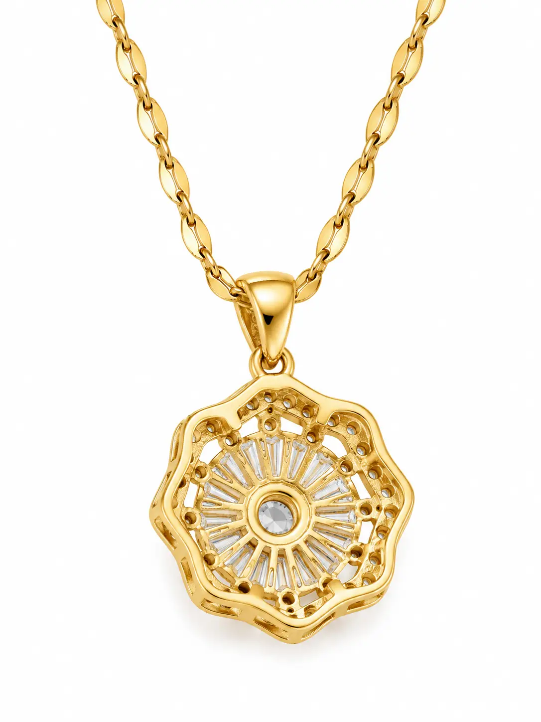 Revital & Renew 14K Gold Plated Halo Crystal Pendant Necklace - Image 3