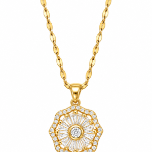 Revital & Renew 14K Gold Plated Halo Crystal Pendant Necklace
