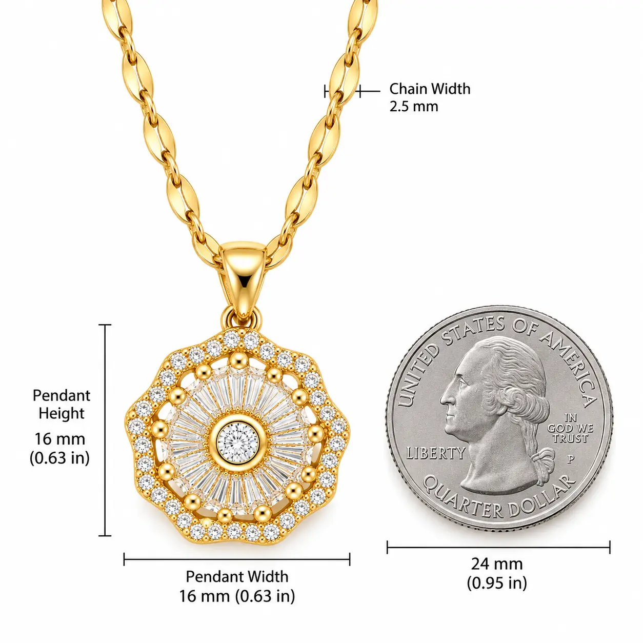Revital & Renew 14K Gold Plated Halo Crystal Pendant Necklace - Image 7