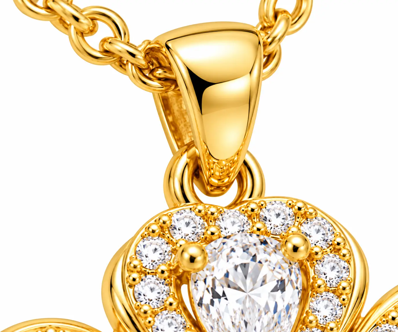 Revital & Renew Gold Crystal Four Leaf Clover Pendant Necklace - Image 9