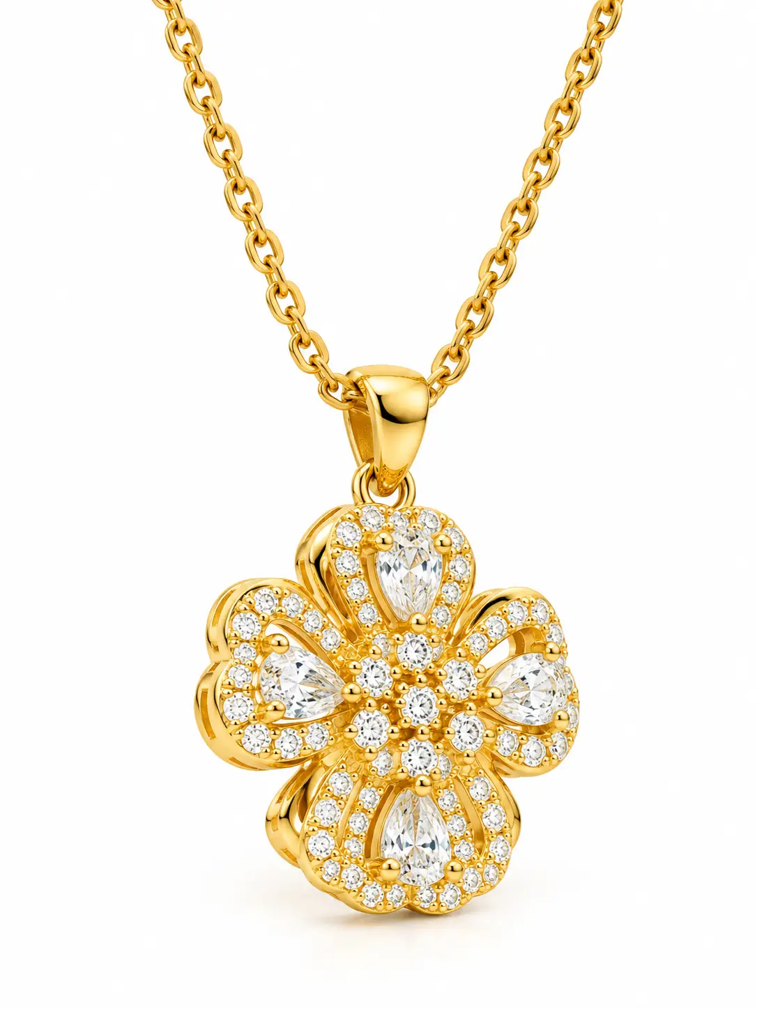 Revital & Renew Gold Crystal Four Leaf Clover Pendant Necklace - Image 2