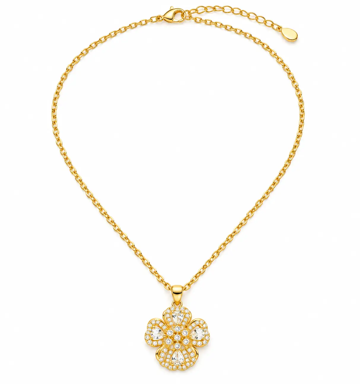 Revital & Renew Gold Crystal Four Leaf Clover Pendant Necklace - Image 3