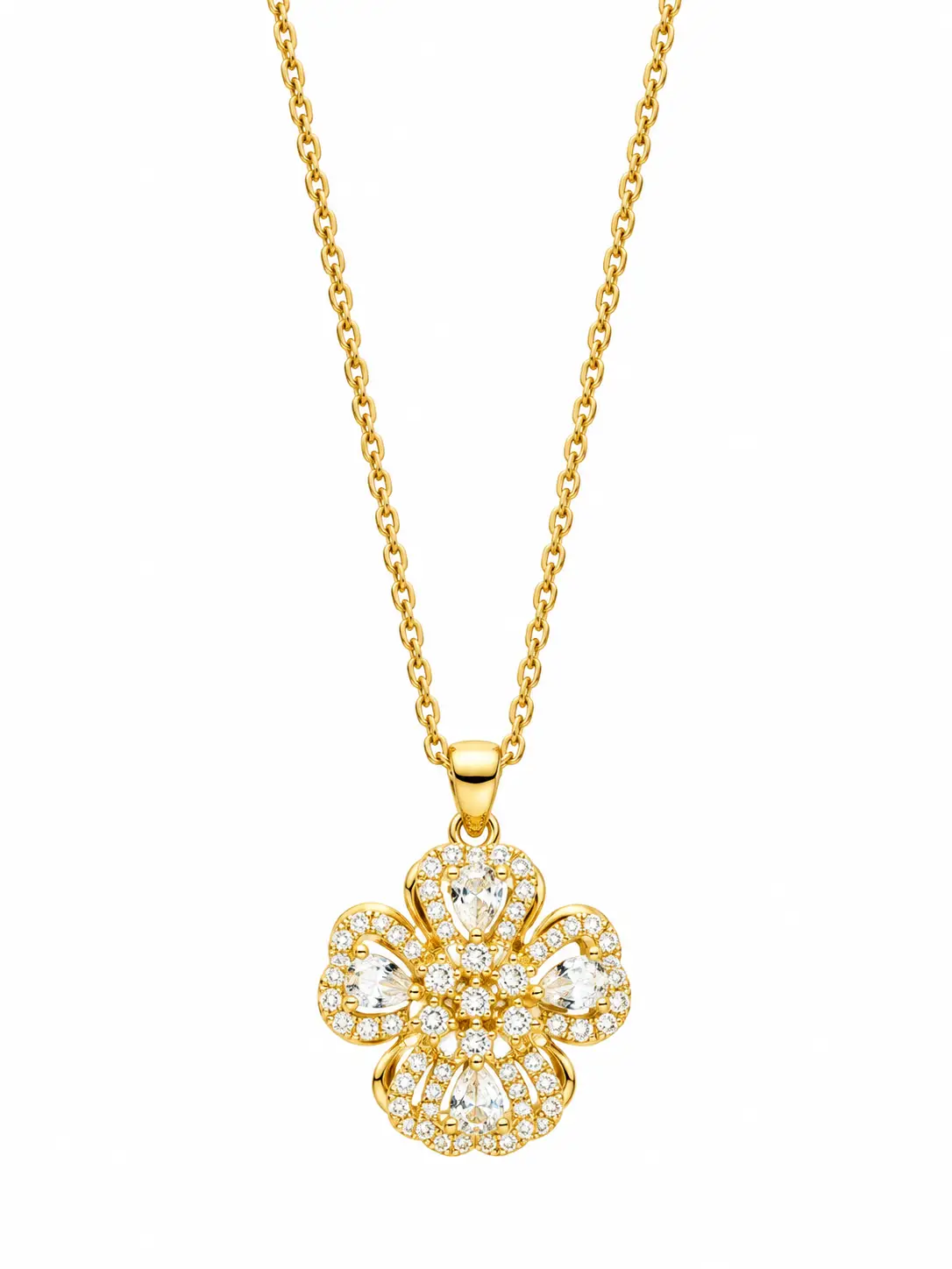 Revital & Renew Gold Crystal Four Leaf Clover Pendant Necklace